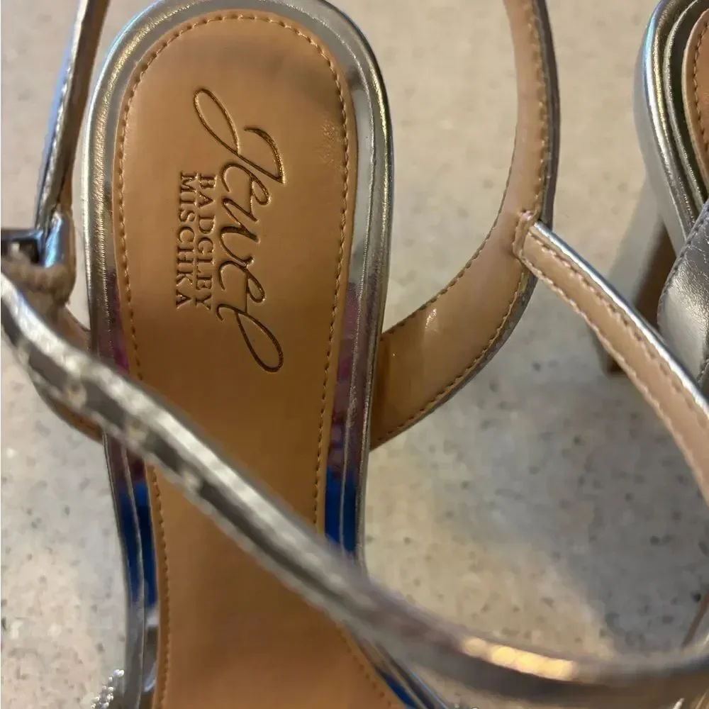 Silver Strappy Heeled Sandals